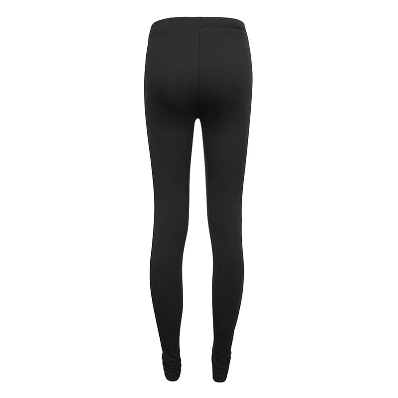 Damen Gothic Mesh Splice Chain Leggings