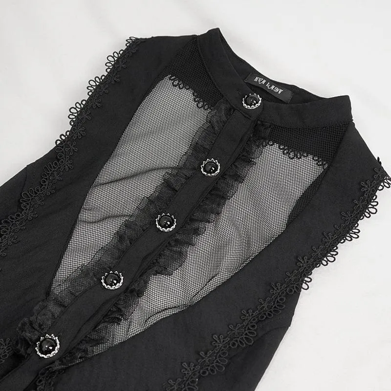 Gothic Riemchen Blumen bestickte gekräuselte Weste für Damen