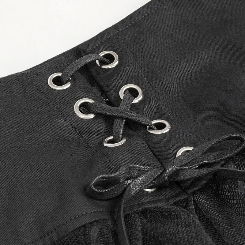 Gothic Riemchen-Mesh-Splice-Kettenrock für Damen