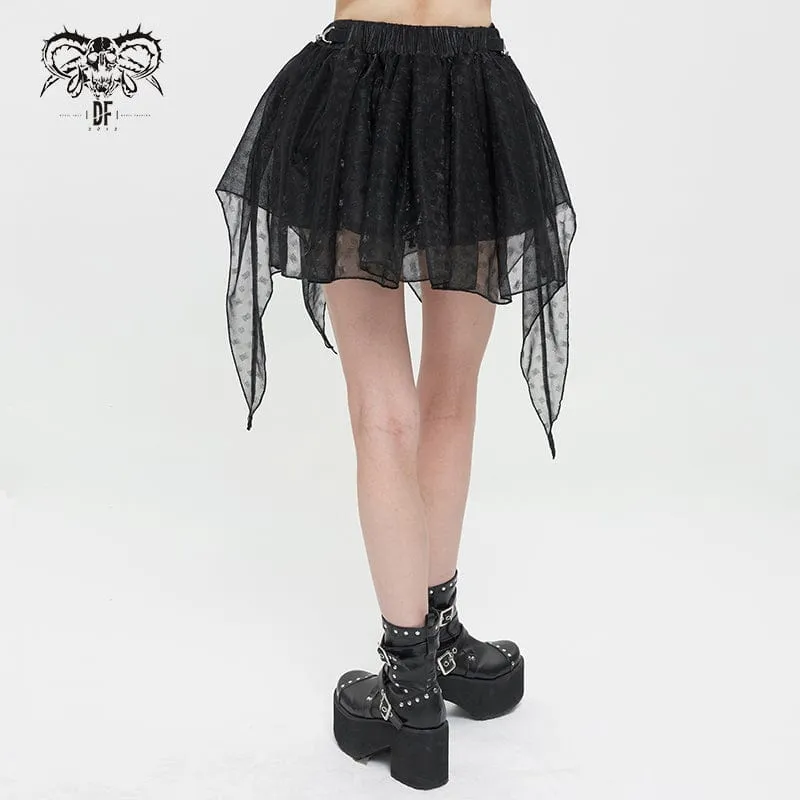 Grunge Unregelmäßiger mehrlagiger Mesh-Rock für Damen