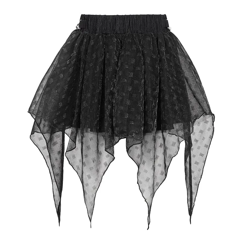 Grunge Unregelmäßiger mehrlagiger Mesh-Rock für Damen