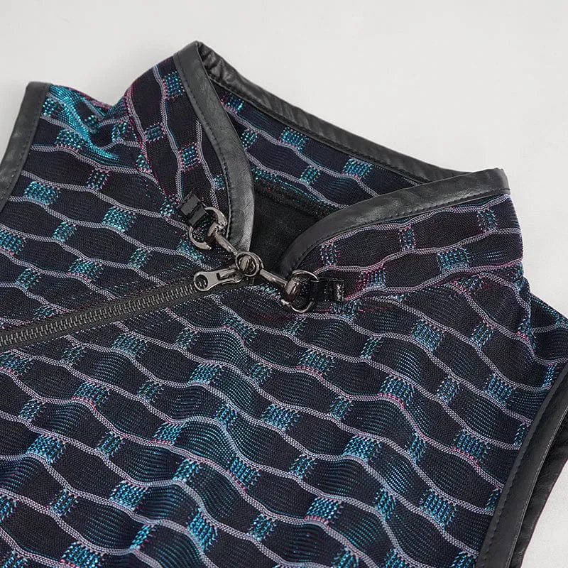 Damenkleid mit Grunge-Cheongsam-Kragen, Schuppenmuster und Überärmeln