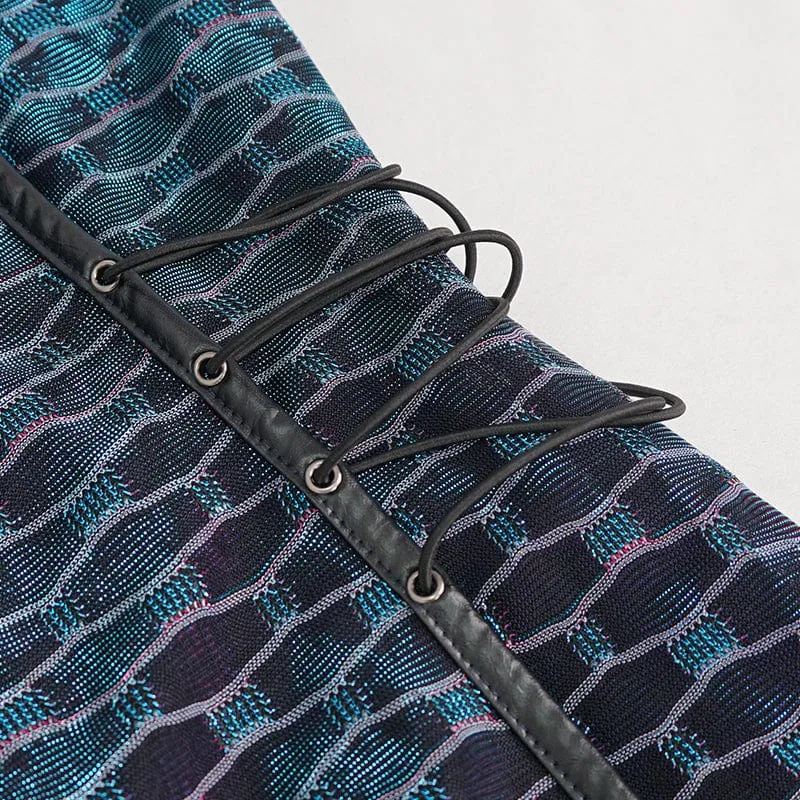 Damenkleid mit Grunge-Cheongsam-Kragen, Schuppenmuster und Überärmeln