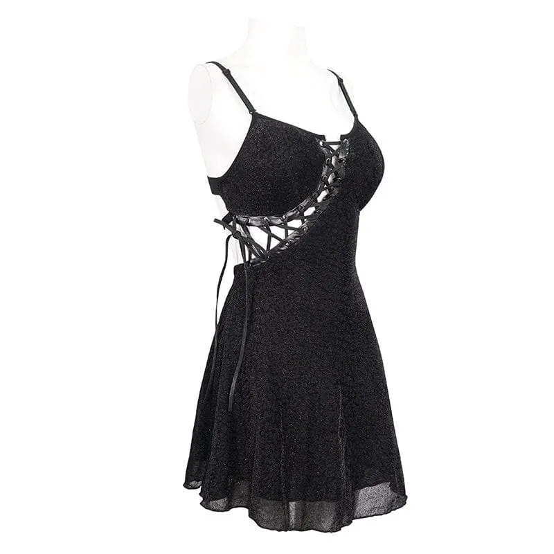 Asymmetrisches Riemchen-Slip-Kleid mit Punk-Ausschnitt für Damen