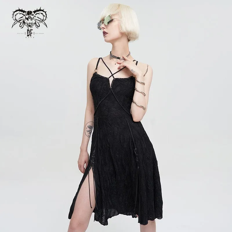 Damen-Punk-Stappy-Kleid mit tiefem Seitenschlitz