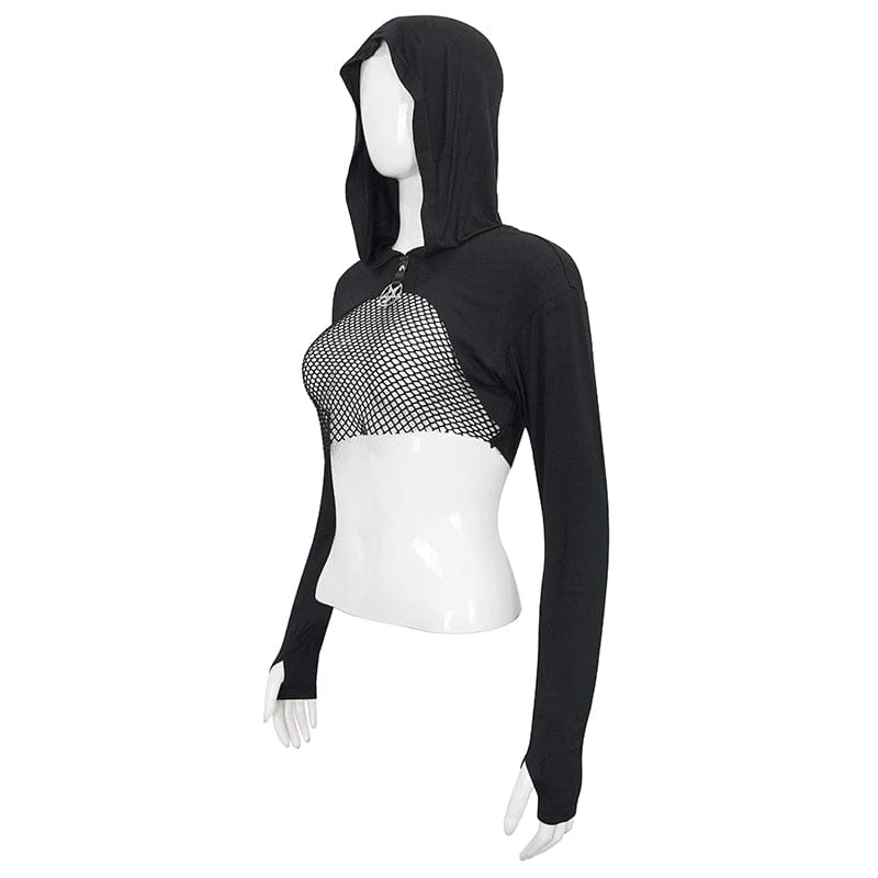 Damen Punk Strappy Mesh Splice Cape