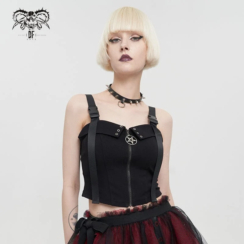 Damen Punk Star Bustier mit Reißverschlussschnalle