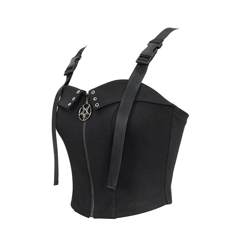 Damen Punk Star Bustier mit Reißverschlussschnalle