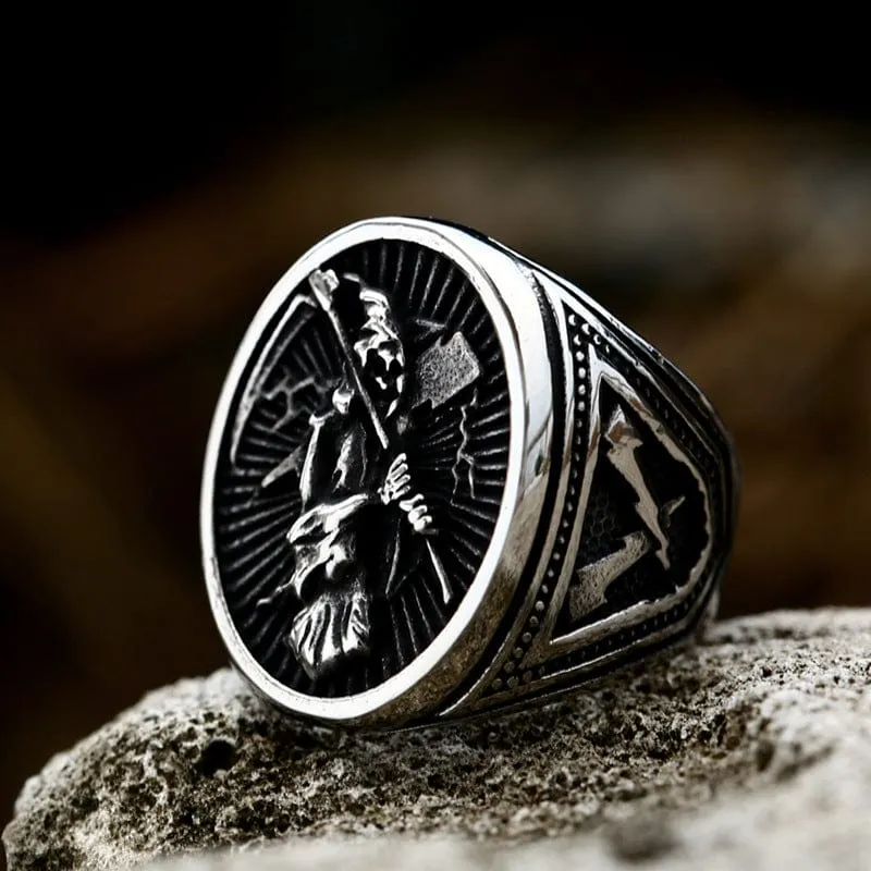 Herren Punk Skelett Sichel Ring