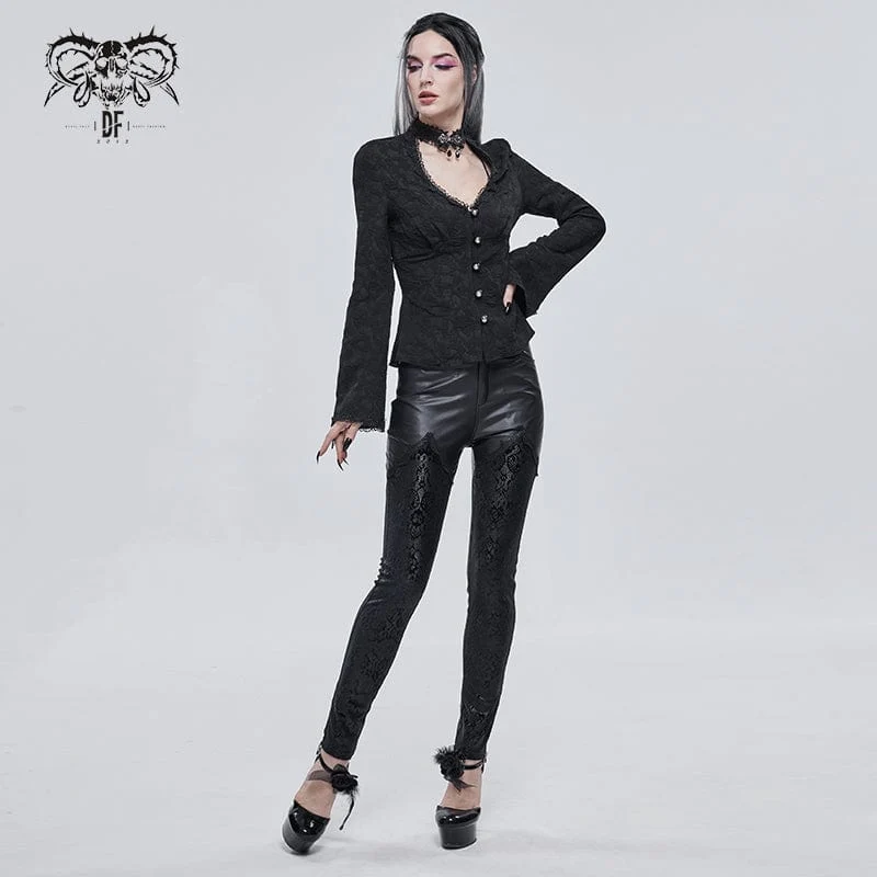 Gothic-Splice-Leggings aus Kunstleder für Damen