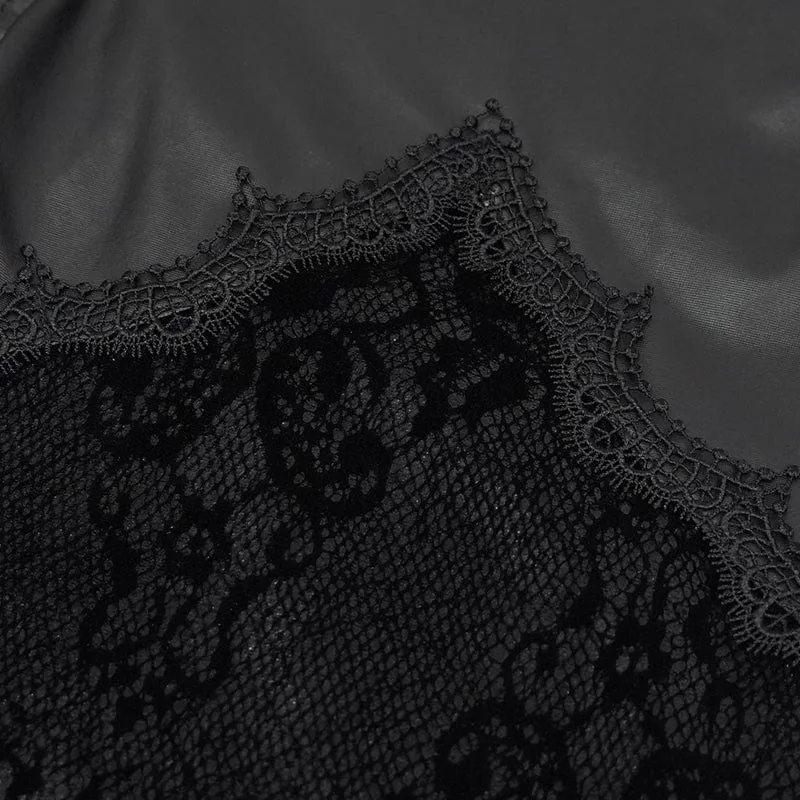 Gothic-Splice-Leggings aus Kunstleder für Damen