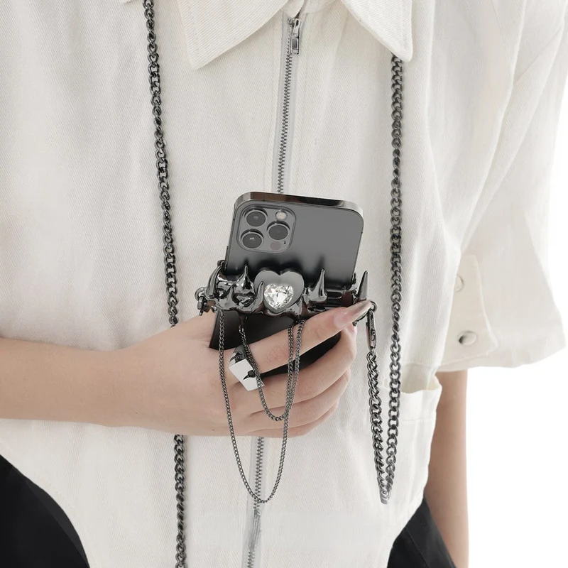 Punk-Herz-Telefon-Fall-Kette
