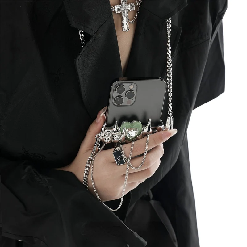 Punk-Herz-Telefon-Fall-Kette