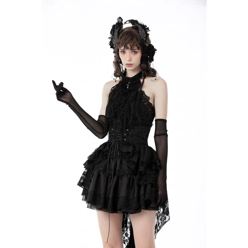 Gothic Neckholder-Spitzen-Tanktop für Damen