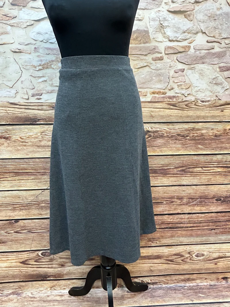 Vintage Wollrock grau A-Linie Midi 80er/90er Gr. 38–40
