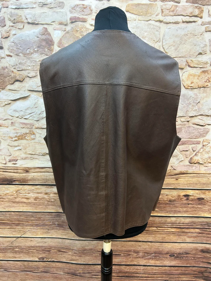 Vintage Leder-Weste – Braun - Gr.XXL