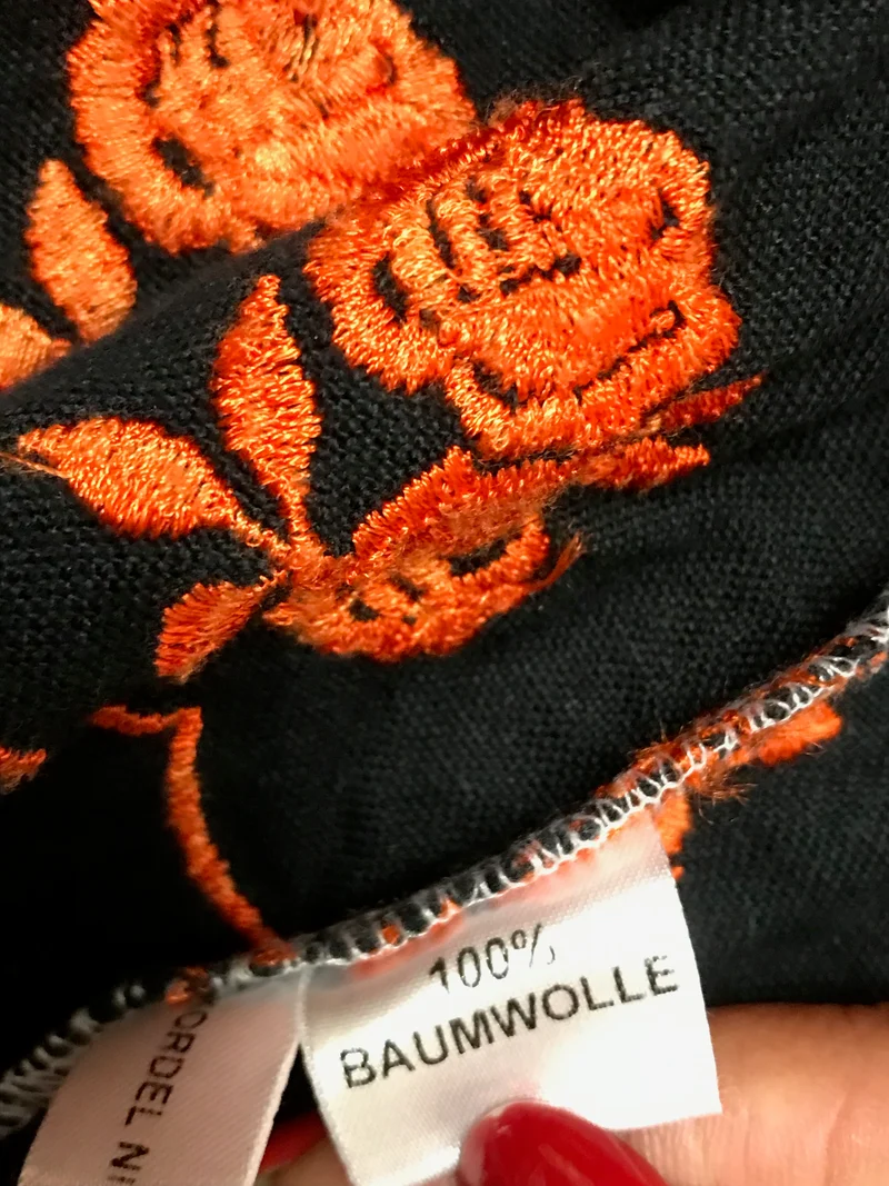 Vintage Dirndl schwarz orange bestickt 70er Jahre Gr. 32