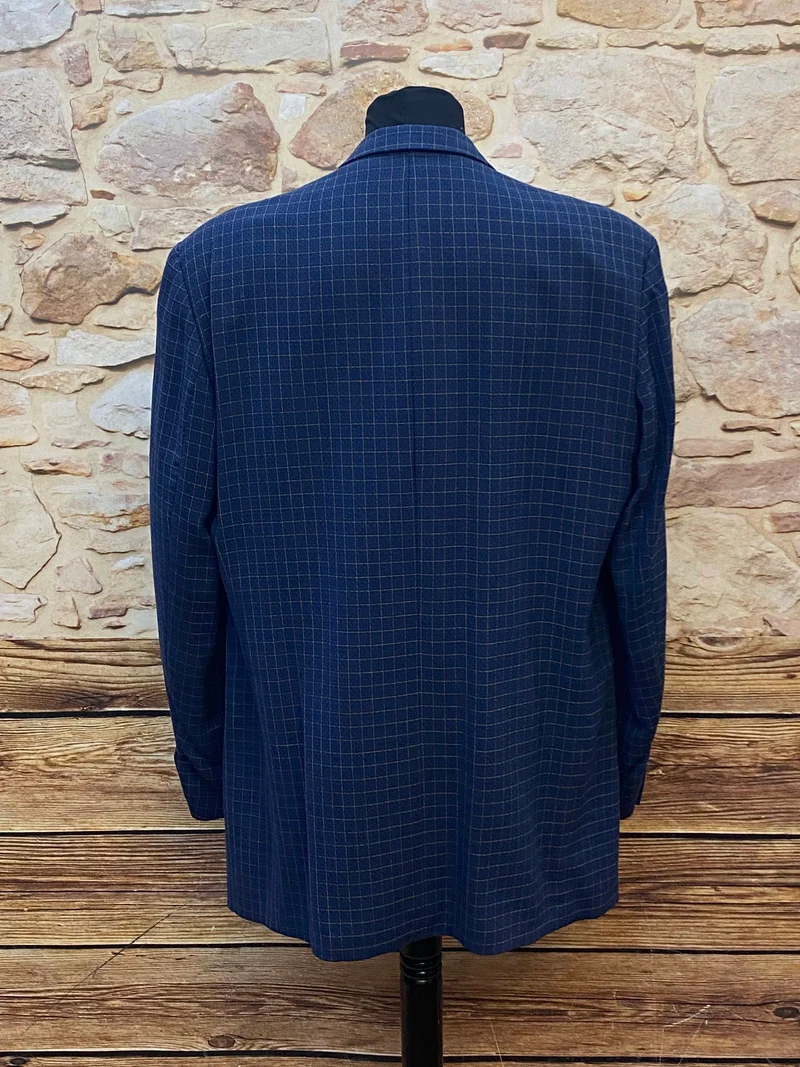 Kariertes Sakko in Blau, Größe 114, zweireiher