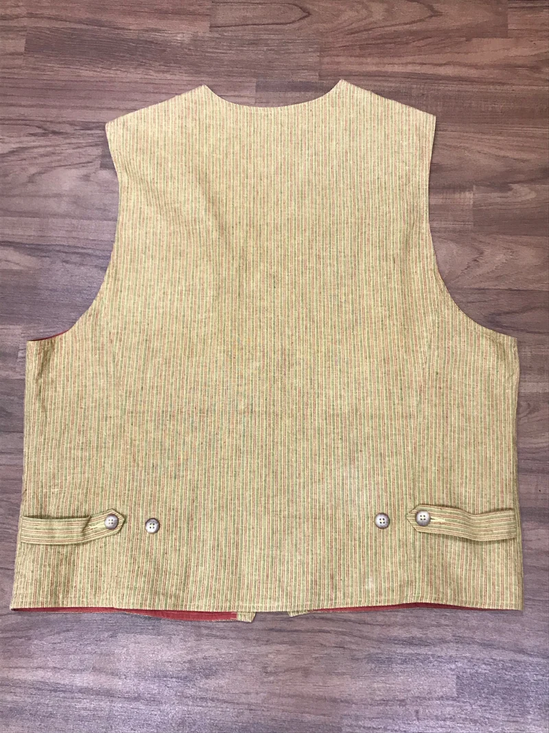 Herren-Weste Größe 56 – Vintage-Streifenlook in Senfrot & Olivgrün