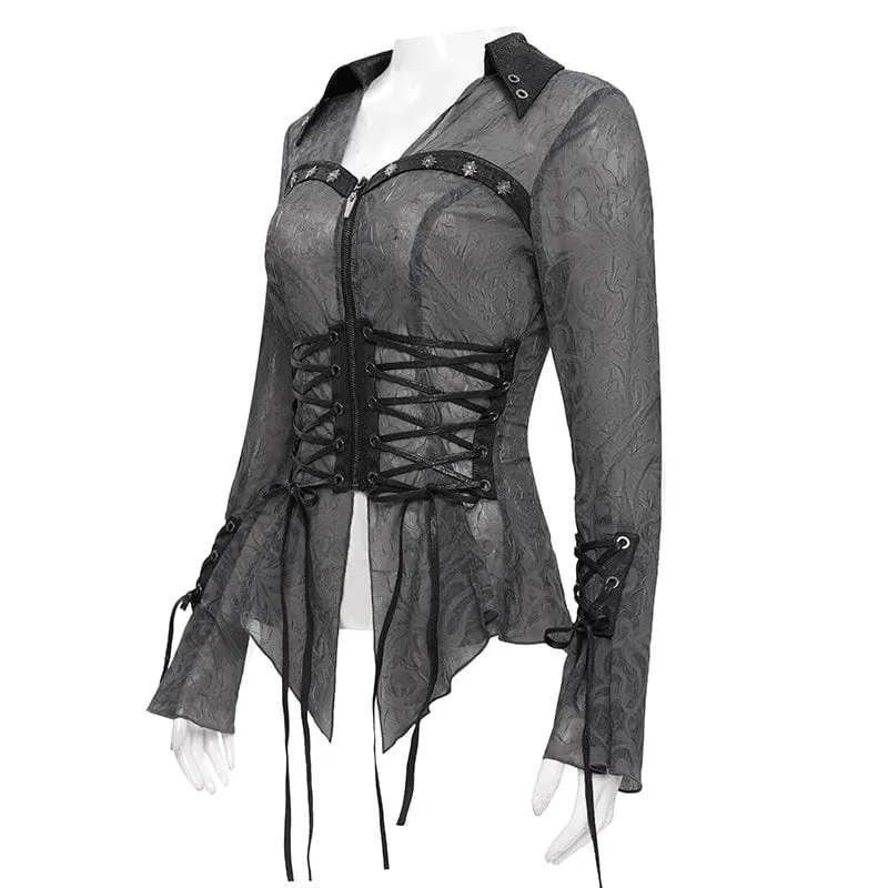 Gothic Irregular Schnürhemd für Damen