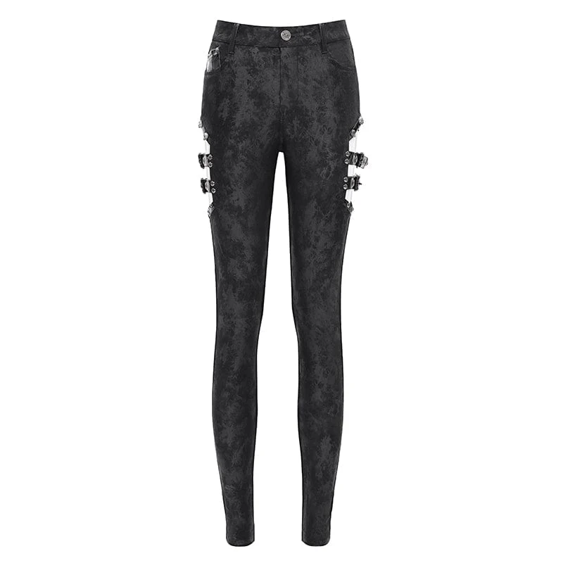 Gothic-Hose mit Cutout-Schnallen für Damen