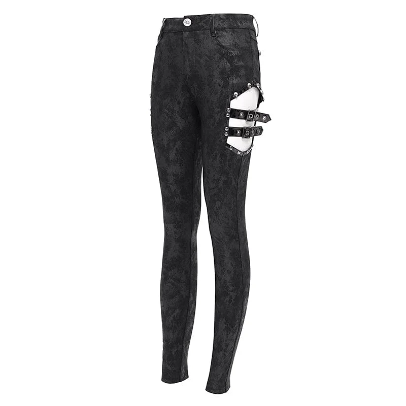 Gothic-Hose mit Cutout-Schnallen für Damen
