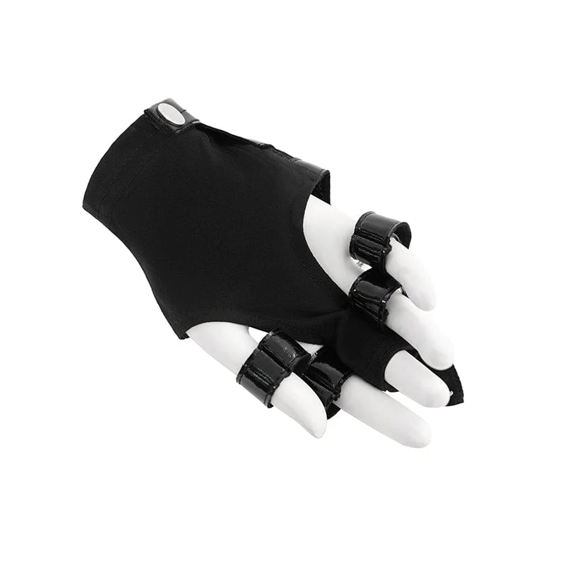 Damen Punk Totenkopf Nieten Kunstleder Halbfinger Armband