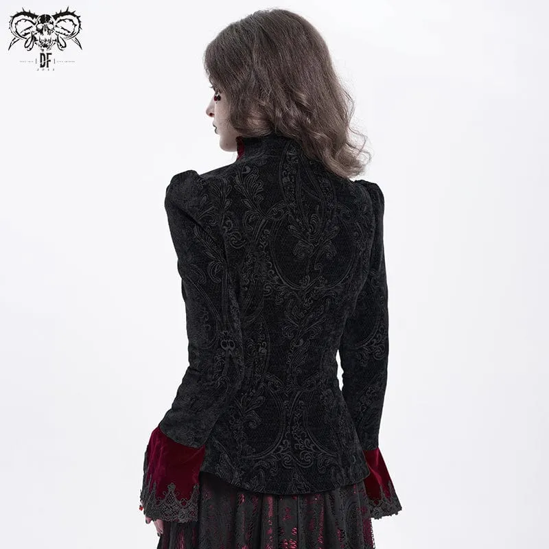 Gothic-Jacke mit Stehkragen und ausgestellten Ärmeln für Damen in Rot