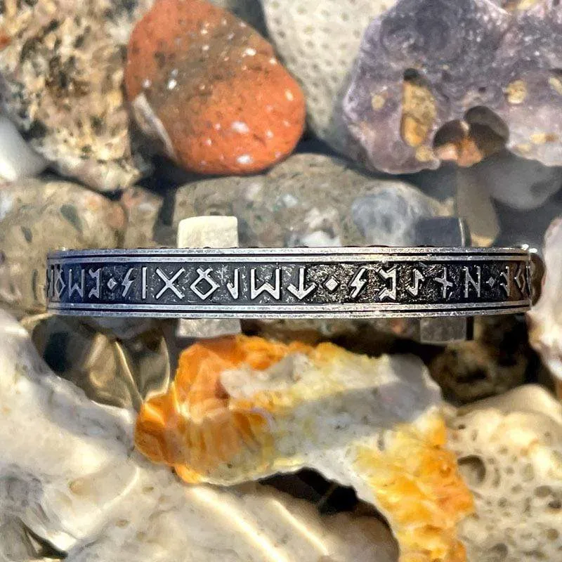 Herren Punk Bronze Rune Eröffnung Titan Stahl Armband
