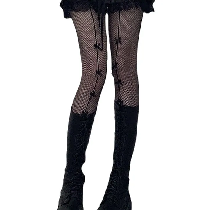 Frauen Punk Bowknot Netzstrümpfe