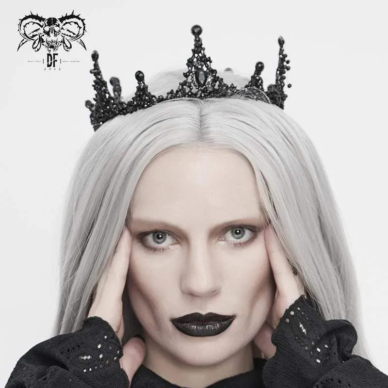 Frauen Vintage Gothic Black Stone besetzt Tiara