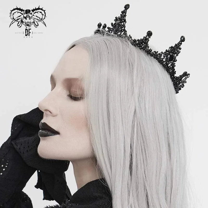 Frauen Vintage Gothic Black Stone besetzt Tiara