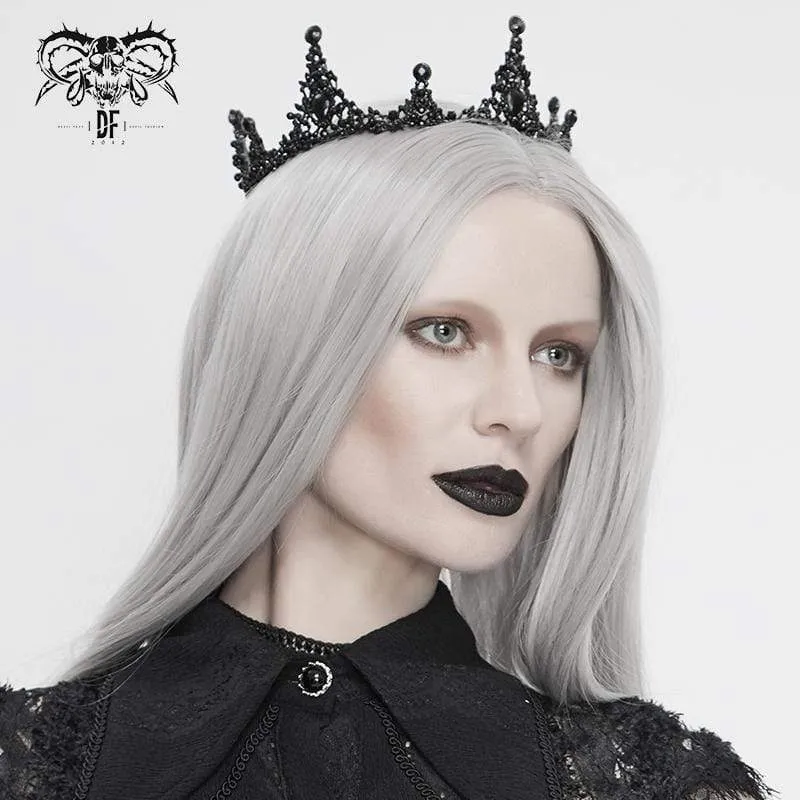 Frauen Vintage Gothic Black Stone besetzt Tiara