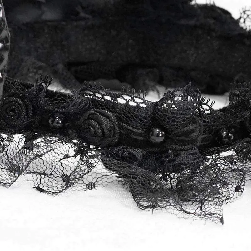 Frauen Gothic Black Devil Horn und Rosen Kopfbedeckungen