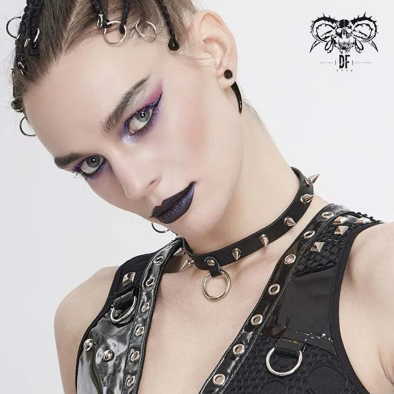 Frauen Punk Black Spike Nieten Halsband Halsband