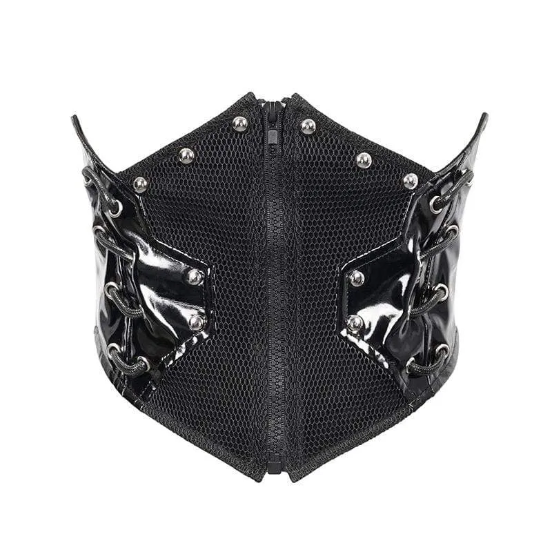 Damen Gothic Black Underbust PU Leder Korsettgürtel