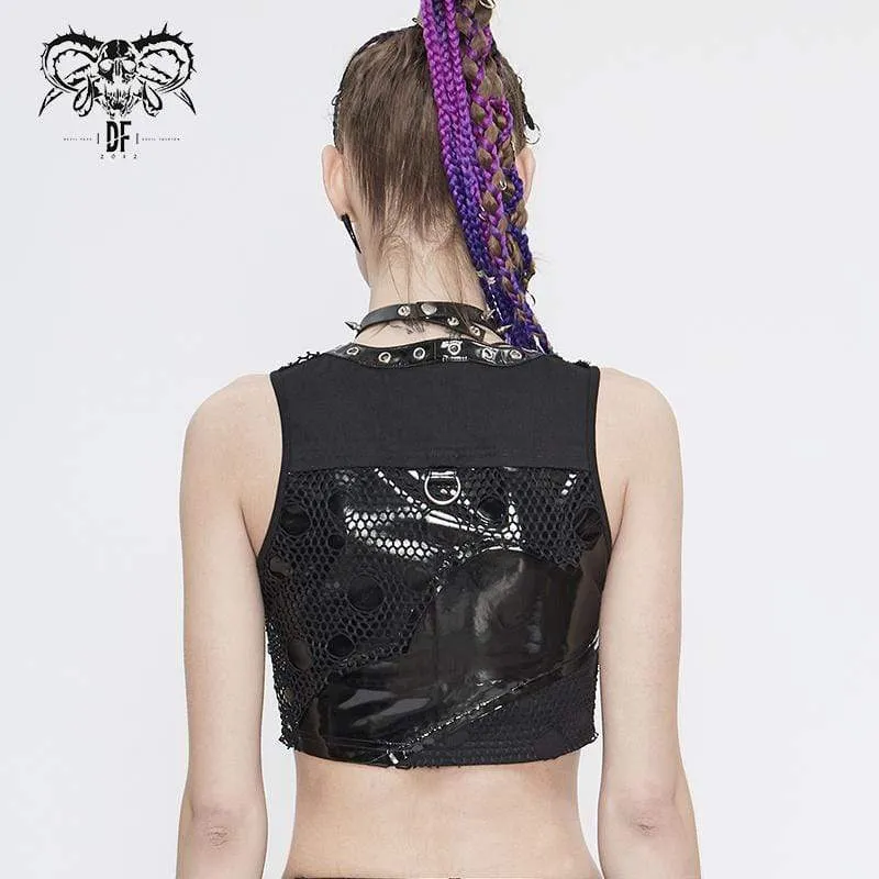 Frauen Gothic Punk ärmellose V-Neck Bustiers