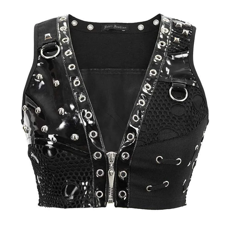 Frauen Gothic Punk ärmellose V-Neck Bustiers