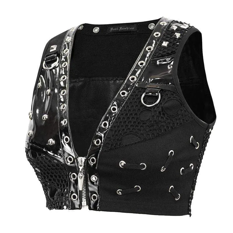 Frauen Gothic Punk ärmellose V-Neck Bustiers