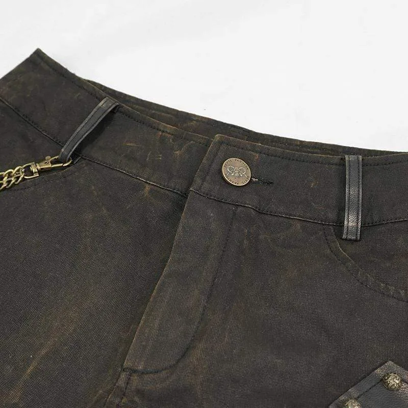Damen Gothic Schwarz und Kupfernieten Nieten Shorts