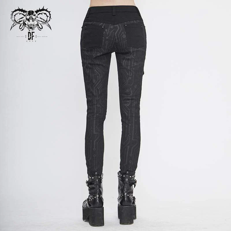Damen Gothic Front Zip Straight-Leg Hose