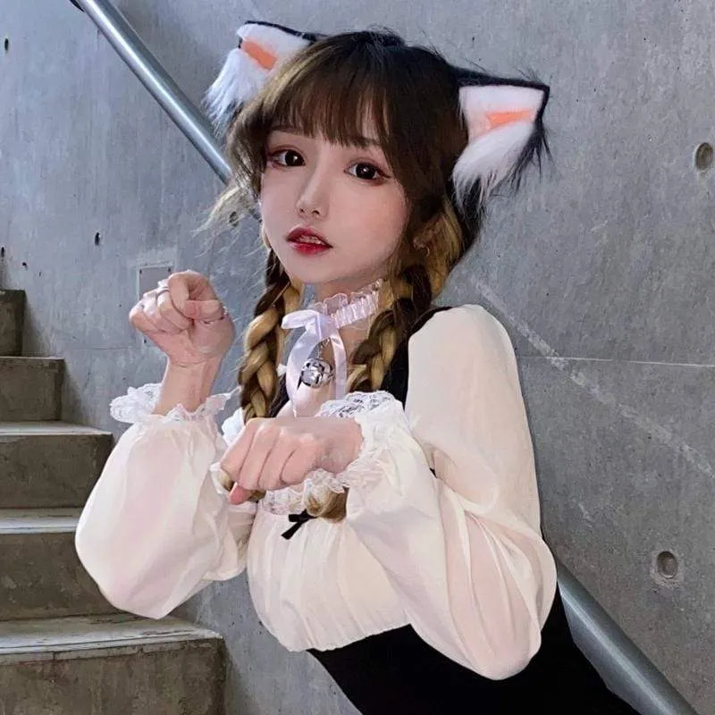 Frauen Lolita Cute Bowknot Bell Lace Choker