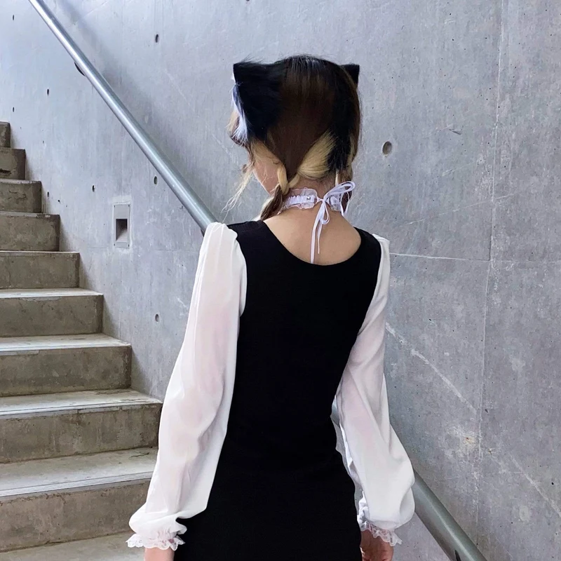 Frauen Lolita Cute Bowknot Bell Lace Choker