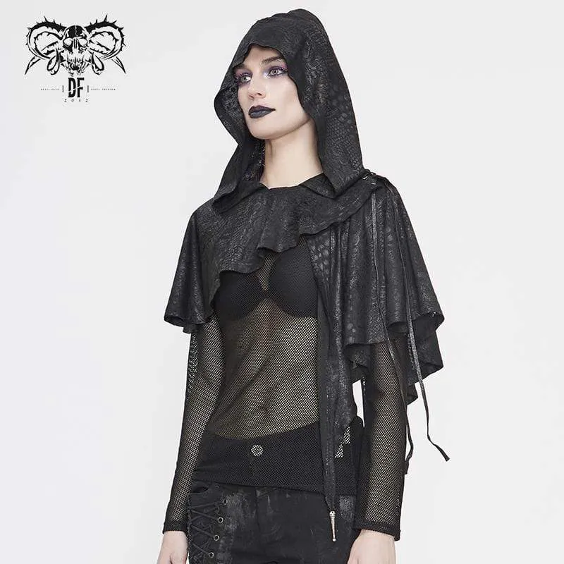 Frauen Gothic Punk Asymmetrical Short Hooded Cape