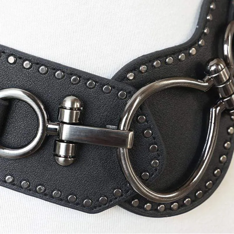 Damen Punk Nieten Kunstledergürtel