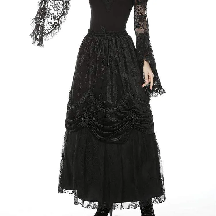 Vintage Vintage Gothic Mehrschicht Velet Maxiröcke für Damen