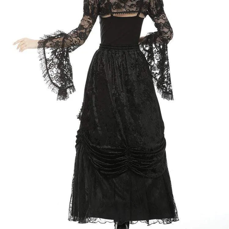 Vintage Vintage Gothic Mehrschicht Velet Maxiröcke für Damen