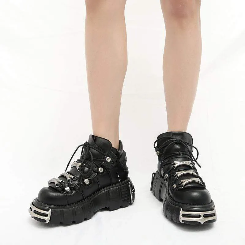 Frauen Punk Schnürplattform Schuhe