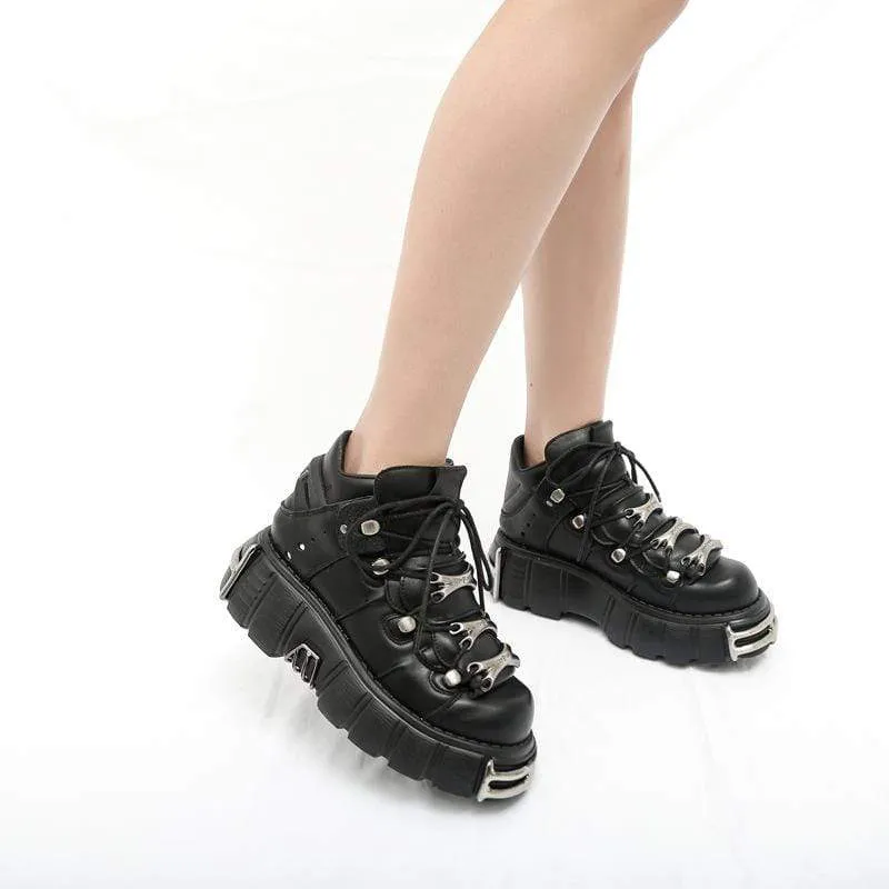 Frauen Punk Schnürplattform Schuhe