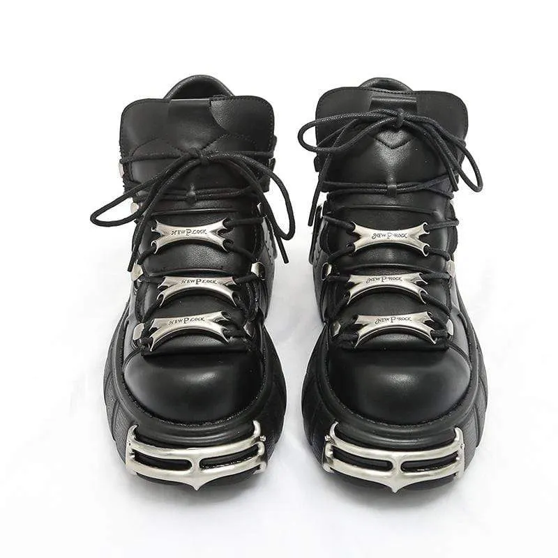 Frauen Punk Schnürplattform Schuhe